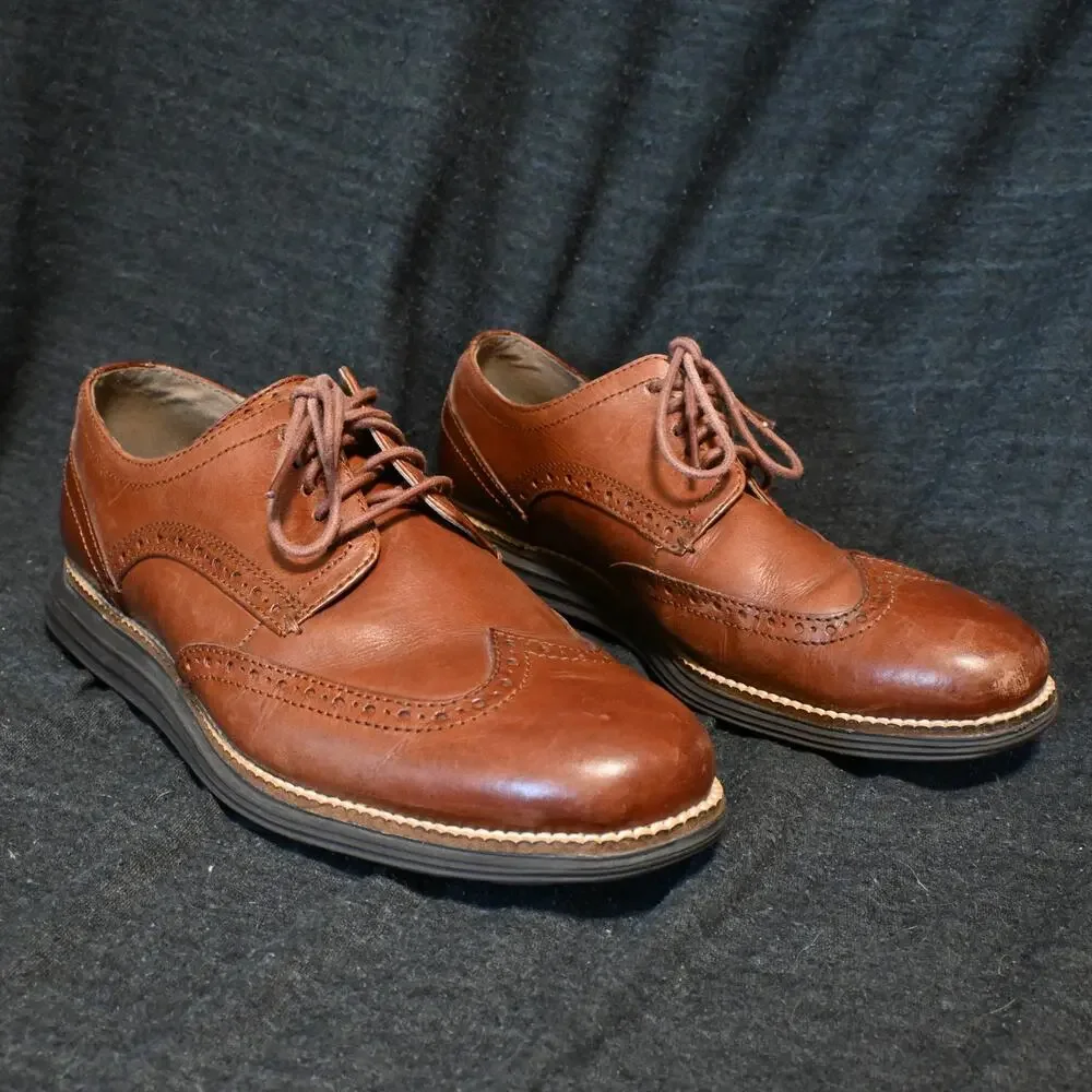Cole Haan Men's 7W Original Grand Wingtip Brown Leather Oxford Dress Shoes